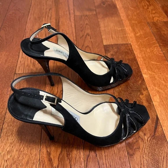 Jimmy Choo Black Leah Slingbacks Size 39.5 - Picture 2 of 6